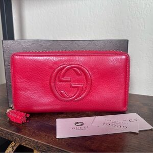Authentic Gucci Soho Red Leather Wallet